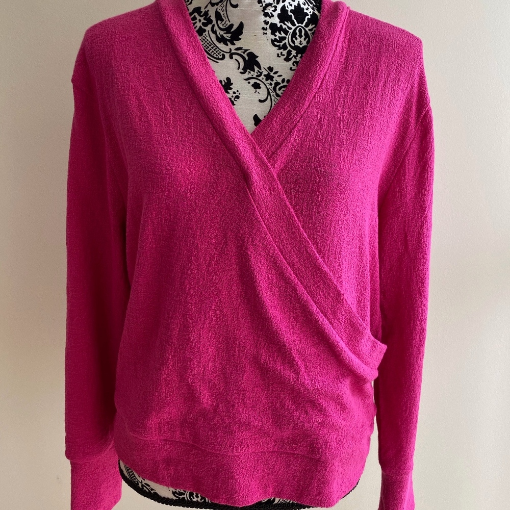 J. Crew Magenta faux wrap textured shirt NWT